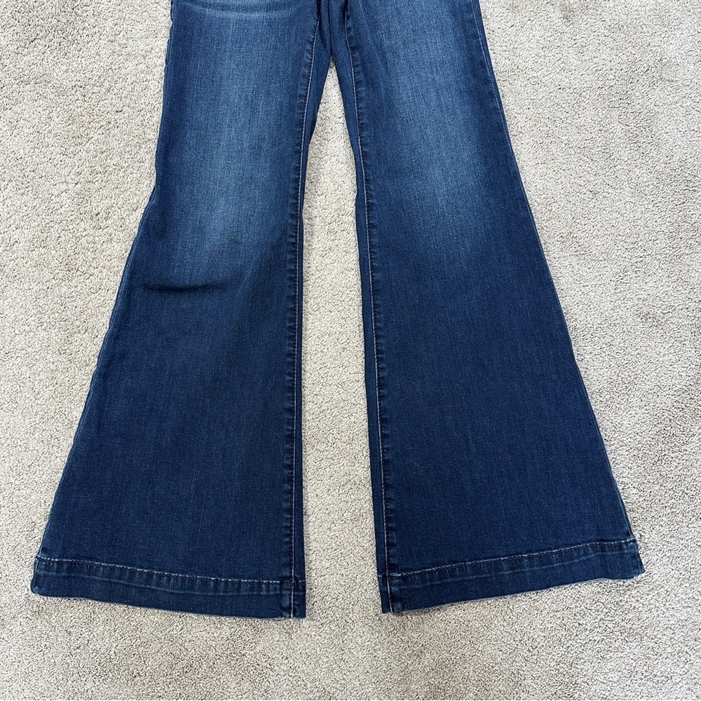 Shyanne Women’s Chandelier Pockets Flare Bootcut Jeans High Rise in Dark Wash 26 - Picture 5 of 16